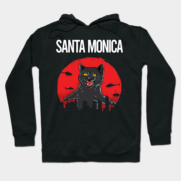 Funny Black Cat Santa Monica Hoodie by flaskoverhand